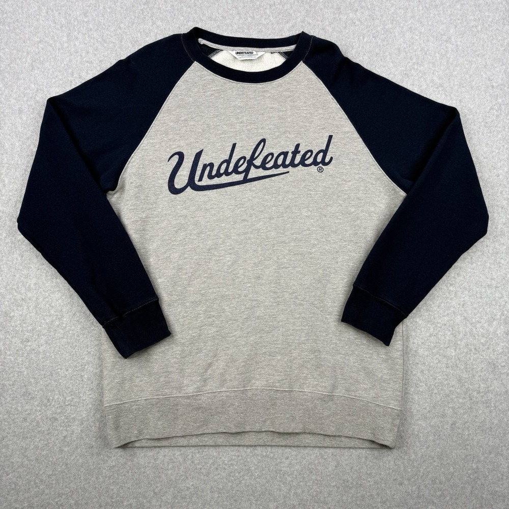 Undefeated Sweatshirt Mens Large Gray Blue Crewneck Logo Fleece Pullover